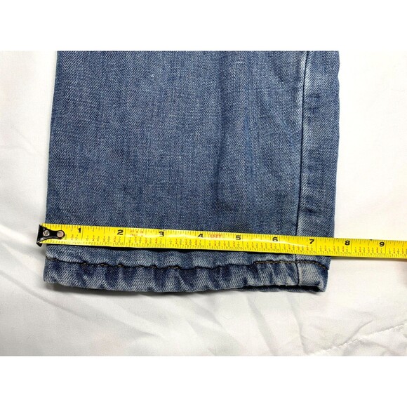 MARNI Jeans Womens 29 Blue Turn Cuff Green Leaf Print Mid Rise Button Fly Italy - Picture 11 of 16